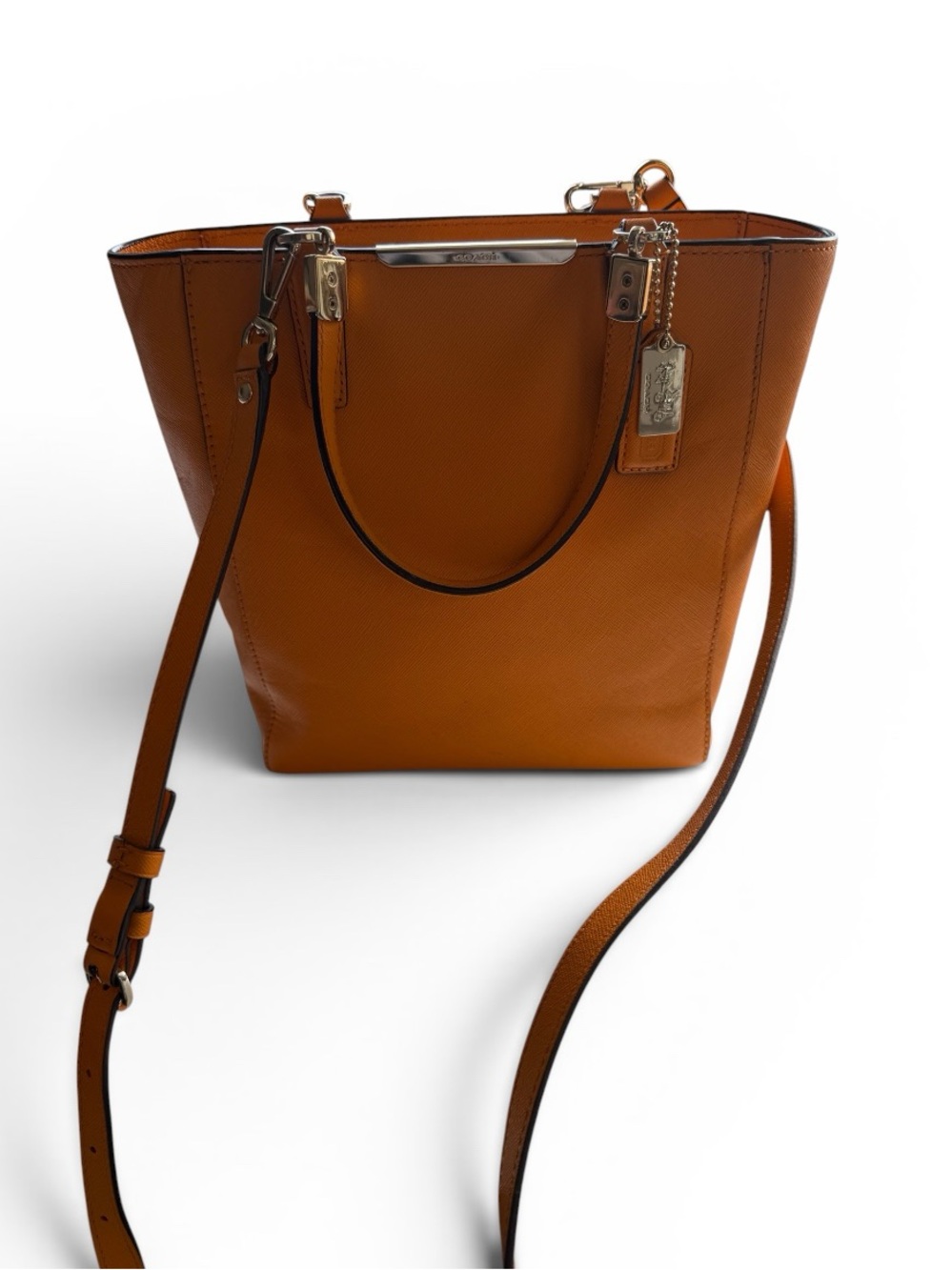 Coach Crossgrain Leather Zip Top Tote 28904 Orange Leather Crossbody Bag - Picture 1 of 8
